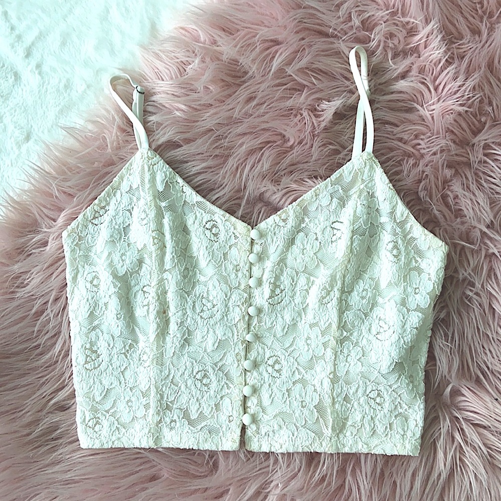 white lace crop top
